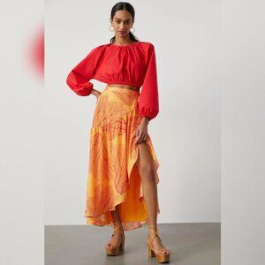 Anthropologie Hutch Printed Wrap Maxi Skirt Sz Small